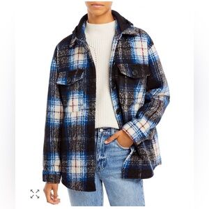 Aqua Blue and Black Plaid Jacket